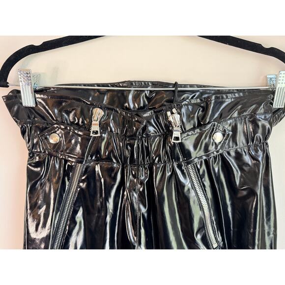 RTA Black Faux Leather Paperbag Pants Size S NWT – High Rise Cropped - Picture 4 of 5